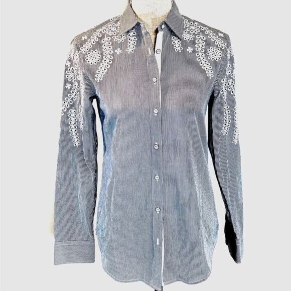 rag & bone Tops - NWT rag & bone Anthropologie Striped eyelet blouse Women XS